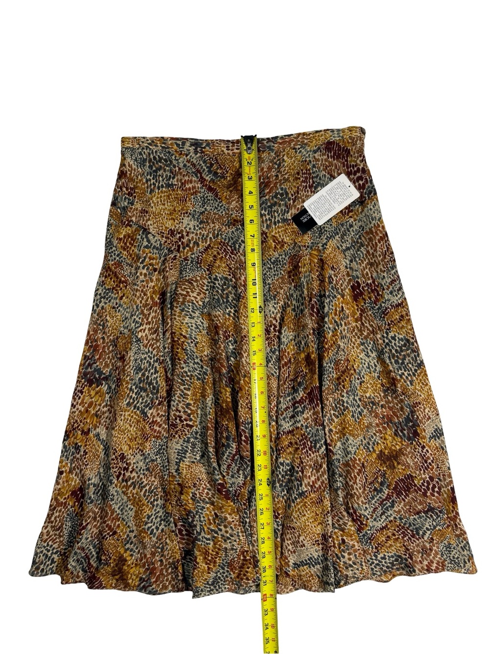 Jones New York 100% Silk Midi Skirt Sz 14 Earth Tone Snake Print Boho Flowy NWT - Picture 3 of 7